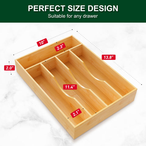Bellsal 5-compartment silverware tray organizing forks, knives, spoons.
