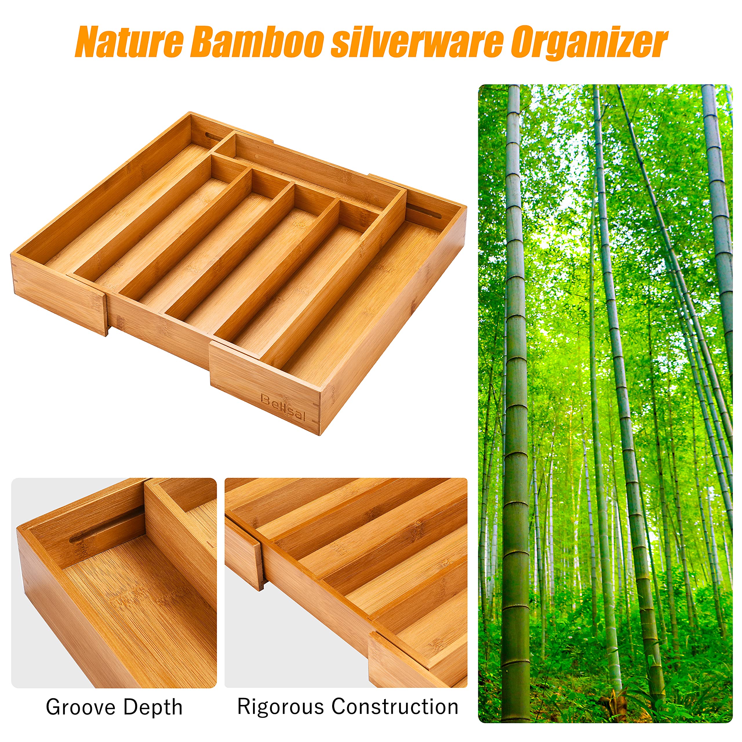 Bellsal stackable-flatware-tray-clean-design keeps utensils visible during cooking.