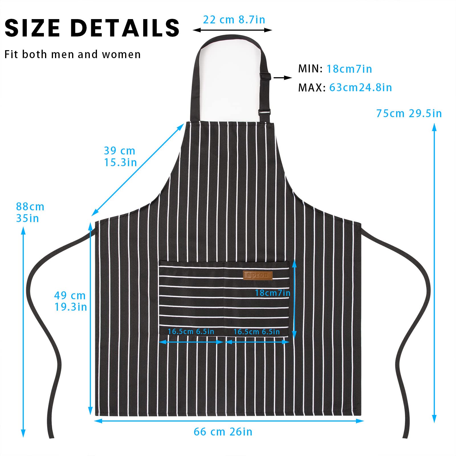 BeLuyi bib apron front pockets keep small items within reach.