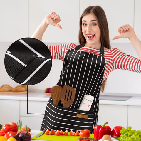 BeLuyi apron two-tone black-brown stripes adds stylish kitchen look.