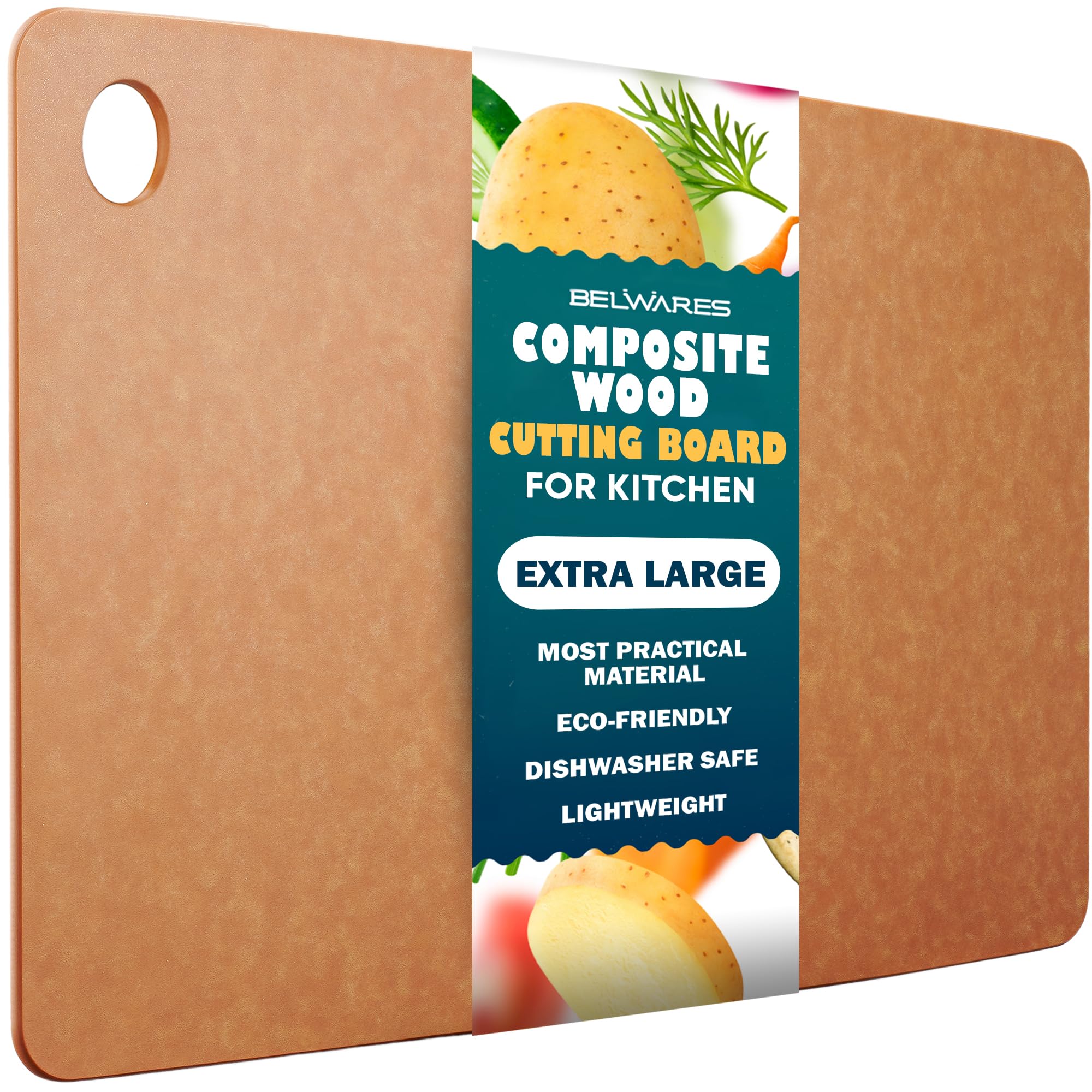 Belwares cutting board natural texture close-up showing knife-friendly surface for precise, safe slicing