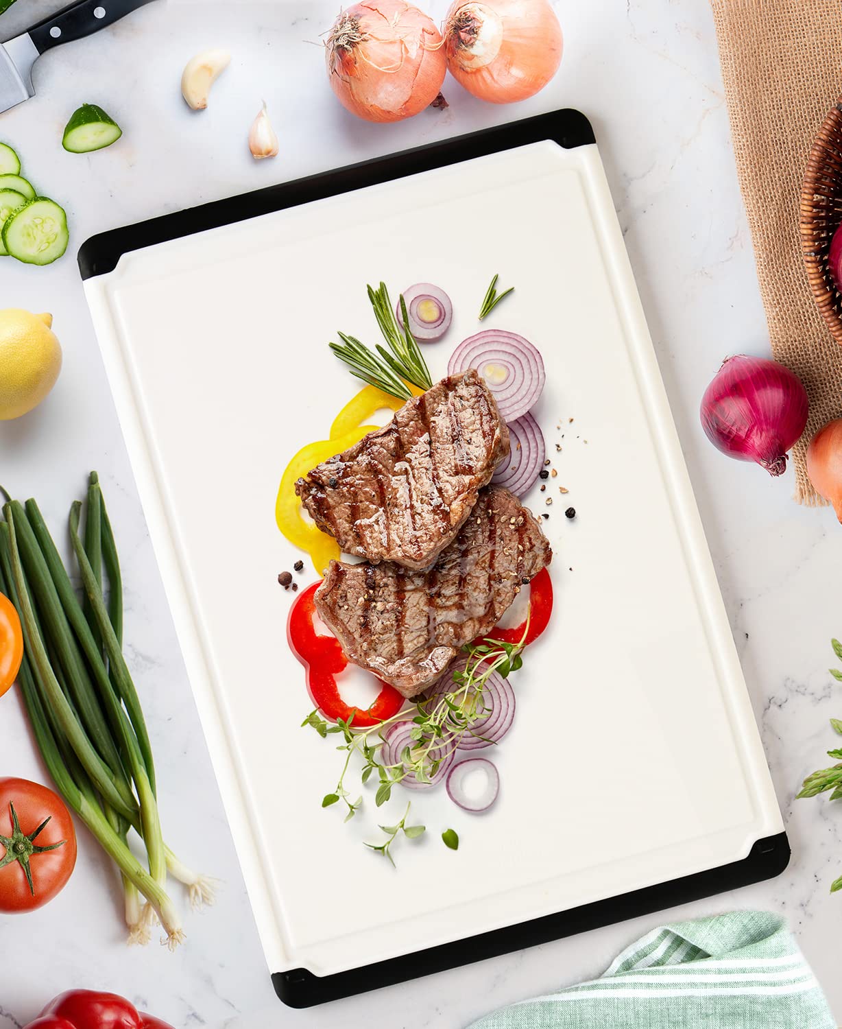 Belwares plastic cutting board cleans easily in the dishwasher