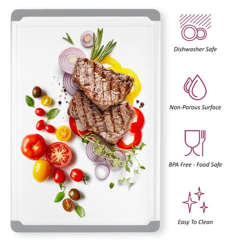 Belwares cutting board with easy-grip handles for safe, comfortable use.