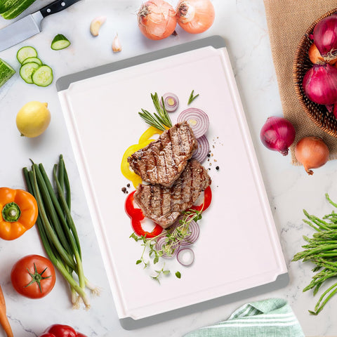 Belwares grey finish cutting board complements modern kitchen decor.