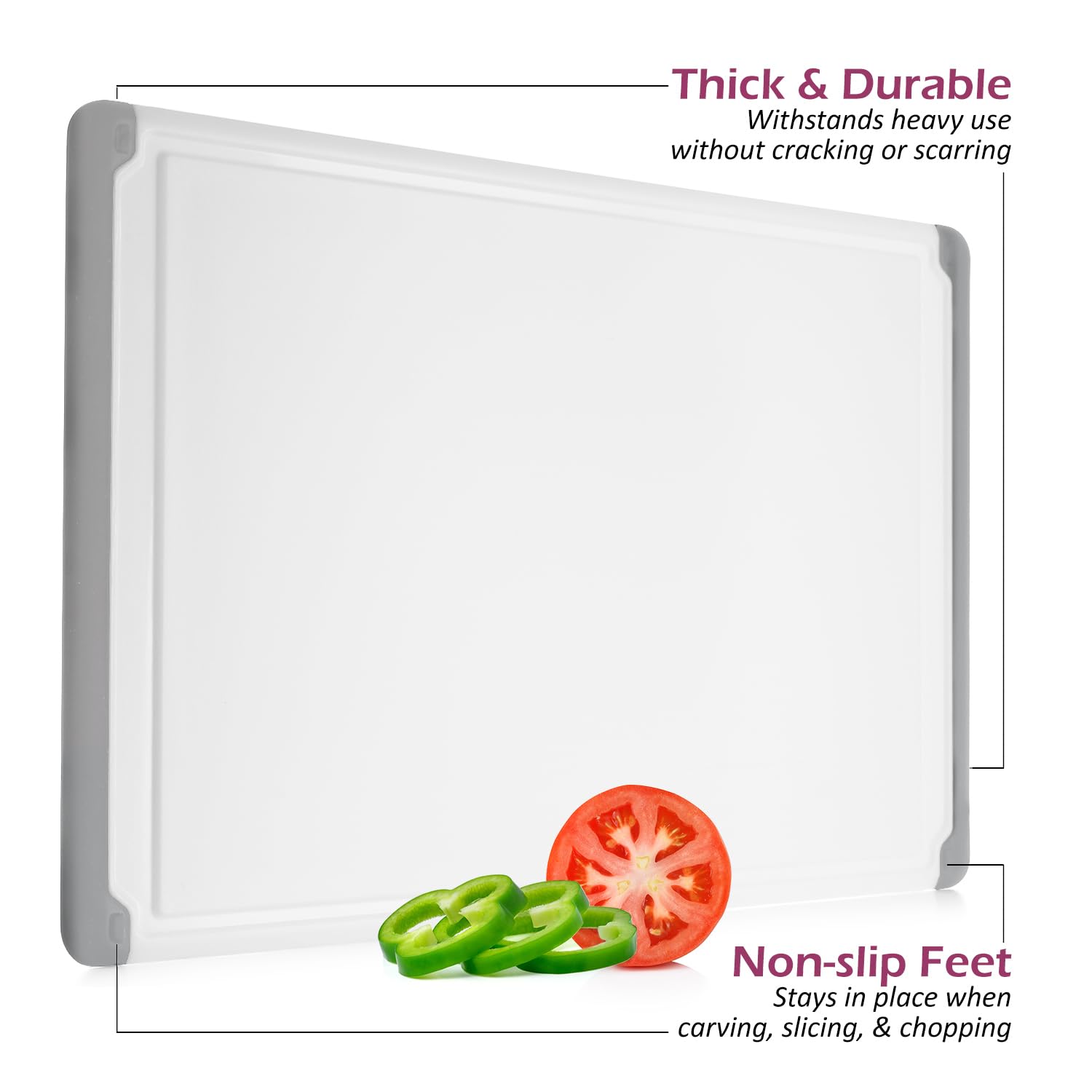 Belwares large surface area supports meats, fish, and vegetables during prep.