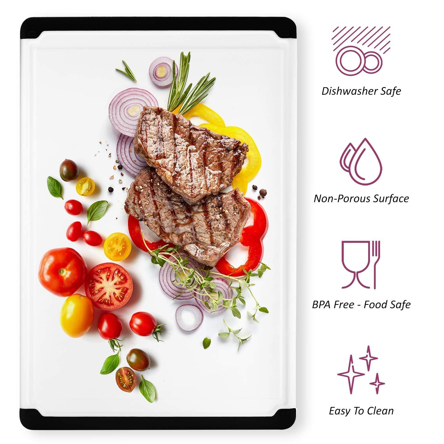 Belwares cutting board with non-slip feet stays steady during heavy chopping
