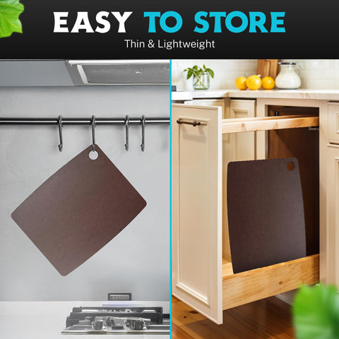 Belwares Nutmeg Brown fiber-wood board withstands daily chopping with ease.