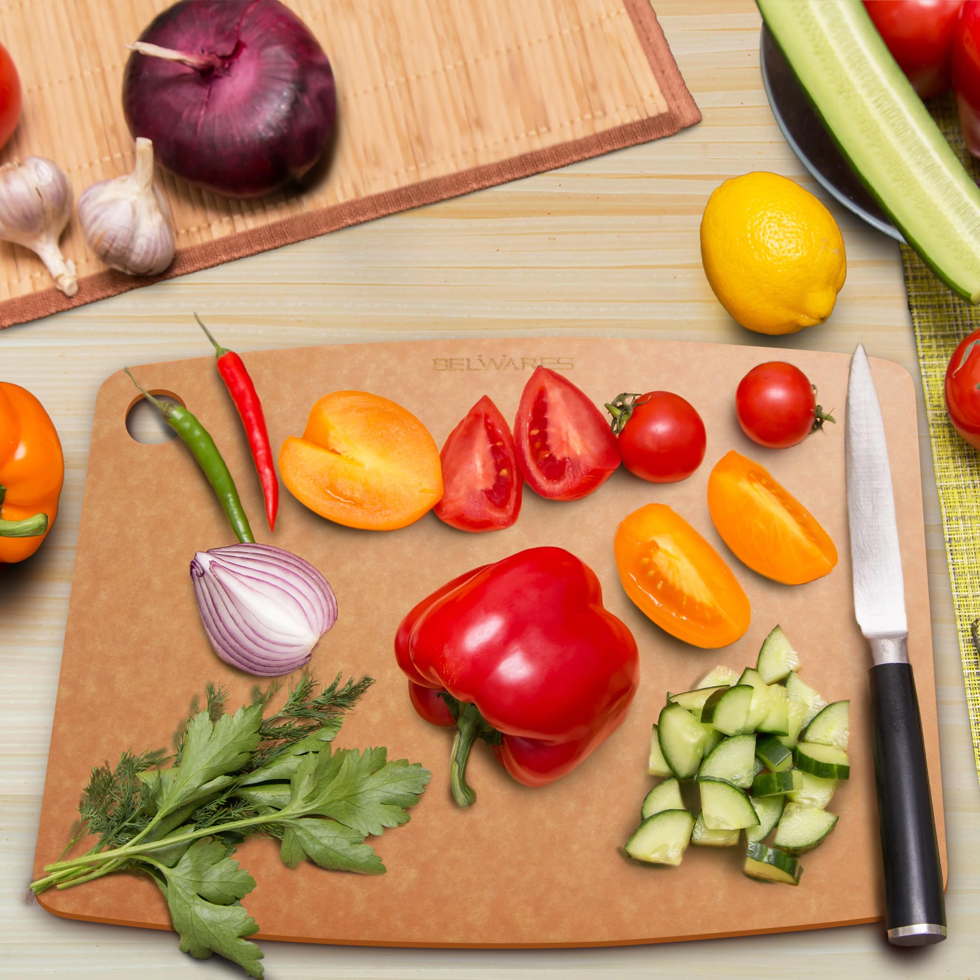 Belwares cutting board temperature resistance up to 350°F for cooking prep