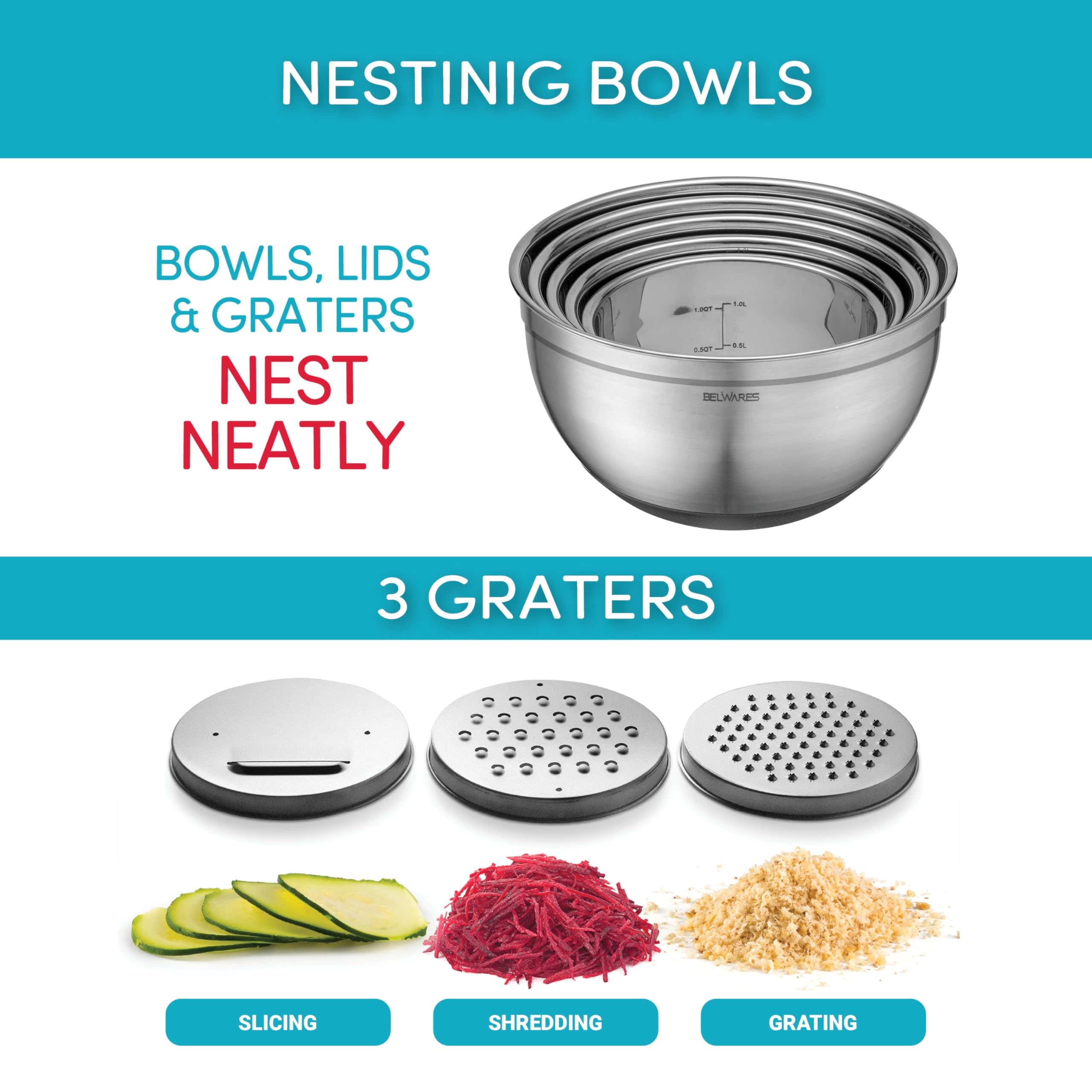Belwares durable stainless steel resists dents for long-lasting use.