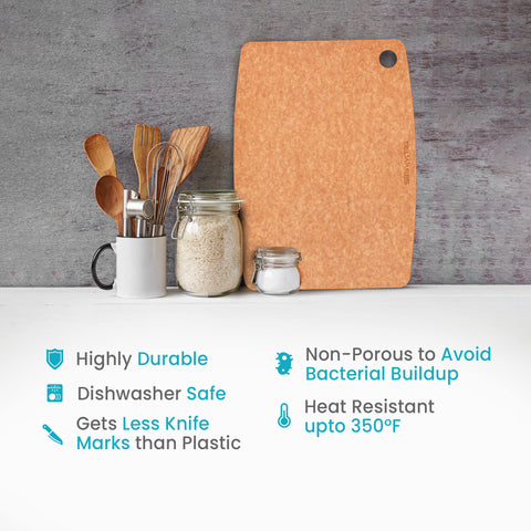 Belwares board resists heat up to 350°F for safer food prep.