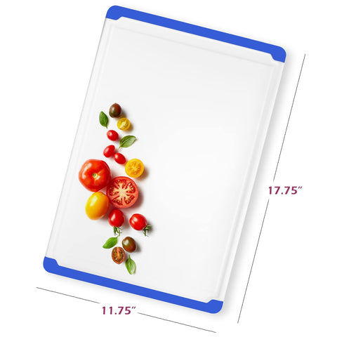 Belwares cutting board shows deep juice grooves to catch liquids.