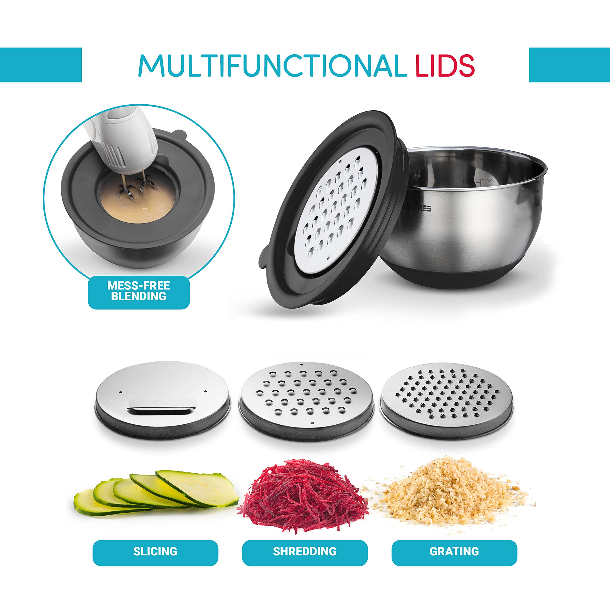 Belwares nesting stainless steel bowls save space with a compact, tidy stack.