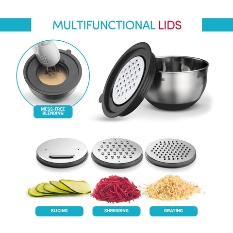 Belwares nesting stainless steel bowls save space with a compact, tidy stack.