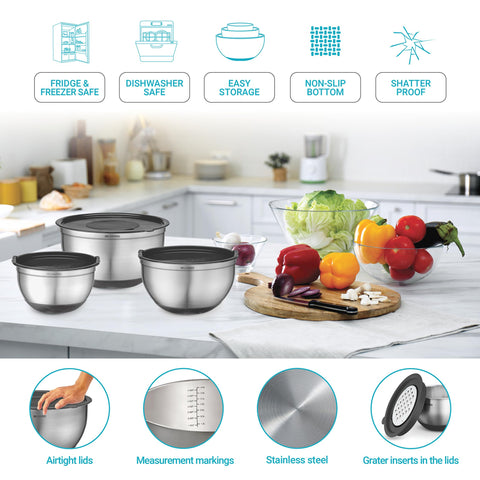 Belwares bowls have a black non-slip base for stable mixing.