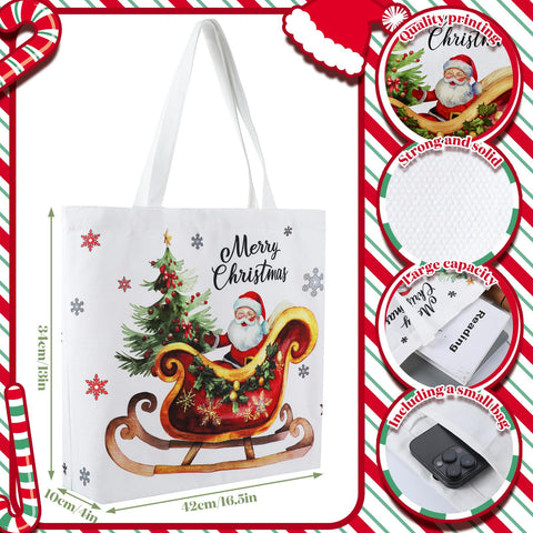 Bencailor Santa pattern tote with roomy interior for books and cosmetics