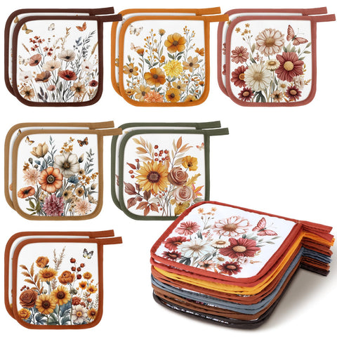 Bencailor pastel flower pot holder set, vibrant and practical for hot dish protection.