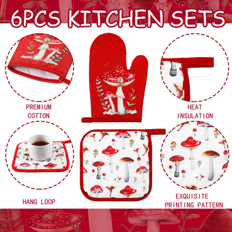 Bencailor 6-piece set combines towels, mitts, and holders for versatile use.