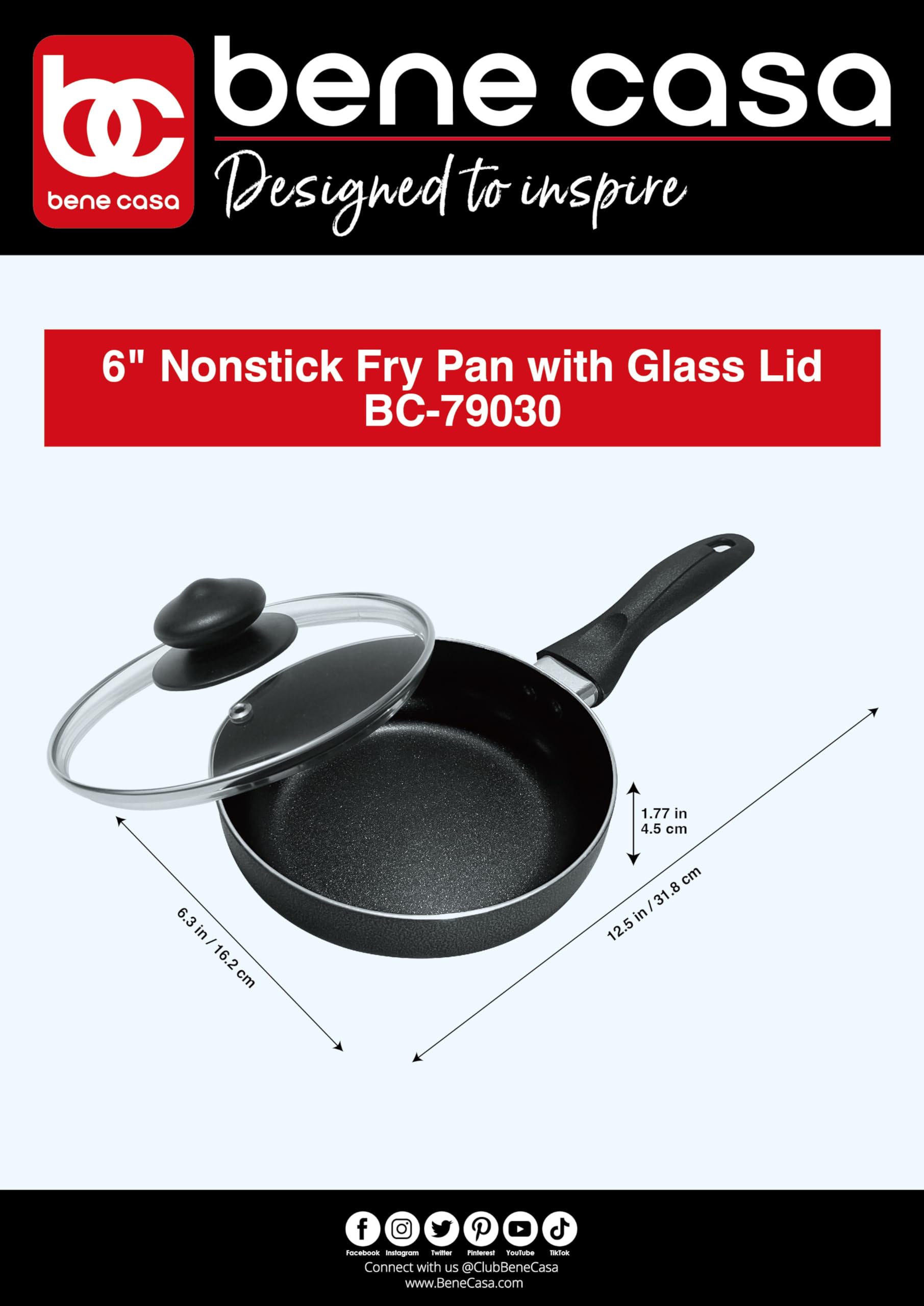 Bene Casa 6-inch frying pan nonstick coating closeup for smooth food release
