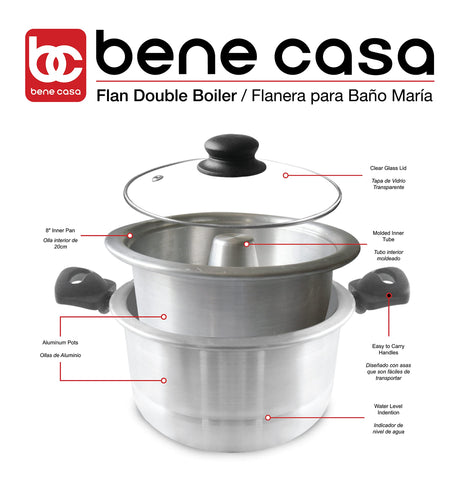 Bene Casa double boiler with two safe handles for easy lifting.