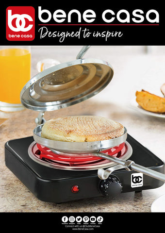 Bene Casa Flying Saucer Sandwich Press in camping kit, compact and sturdy for on-the-go grilling.