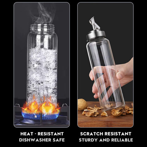 BENEBYR olive oil dispenser with leak-proof cap keeps countertops clean during cooking