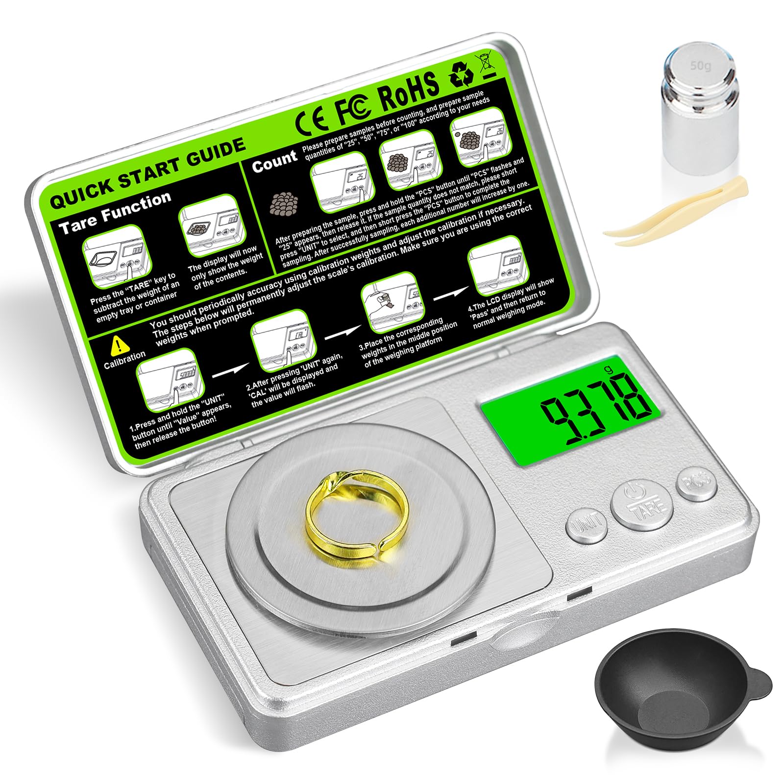Benechef high-precision mg scale with pocket design for portable weighing.
