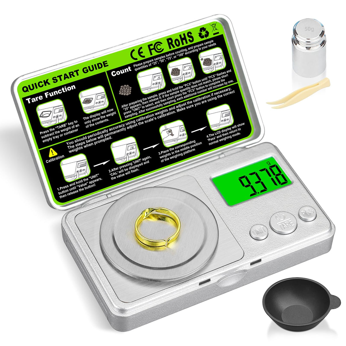 Benechef high-precision mg scale with pocket design for portable weighing.