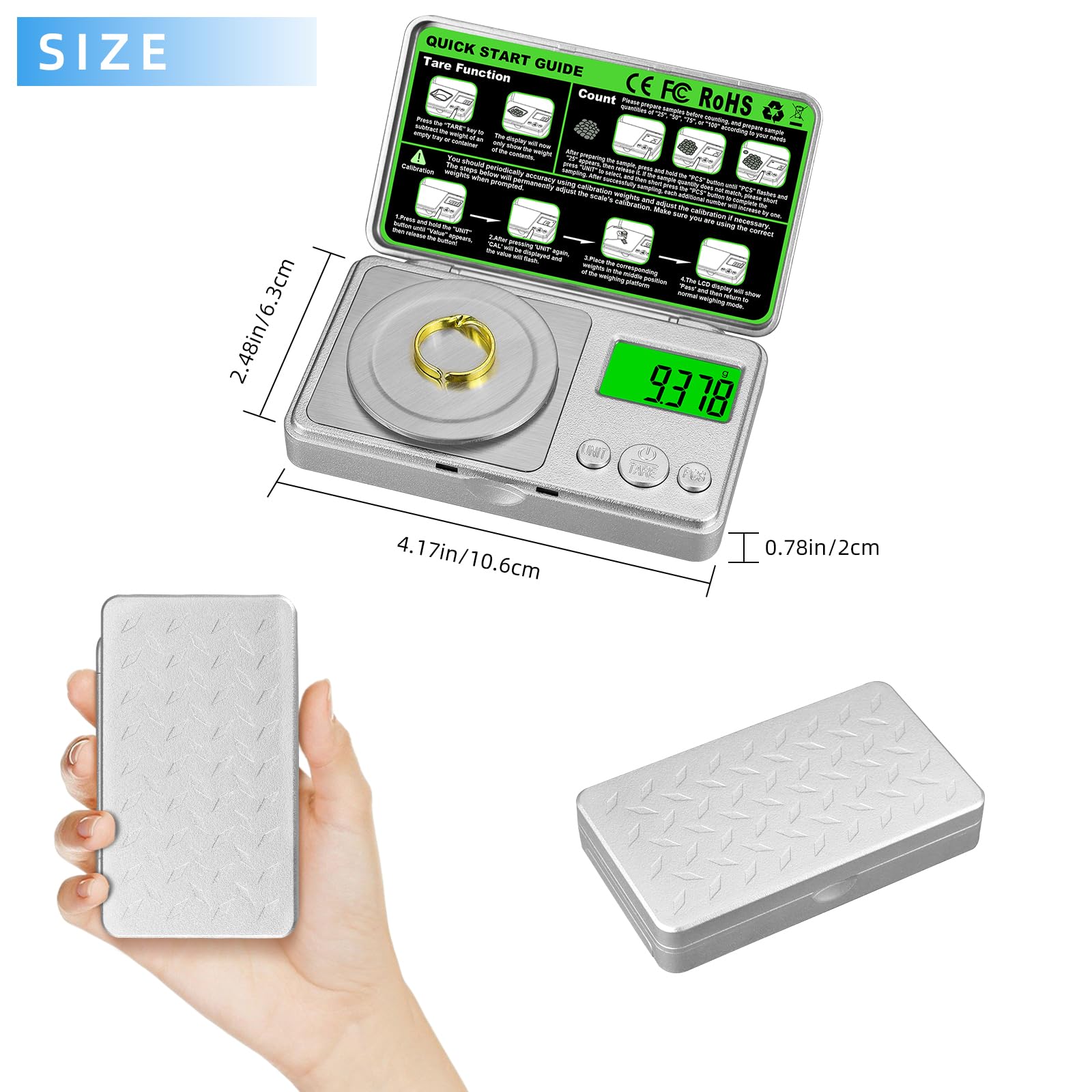 Benechef mg scale with green LCD display for clear readings.