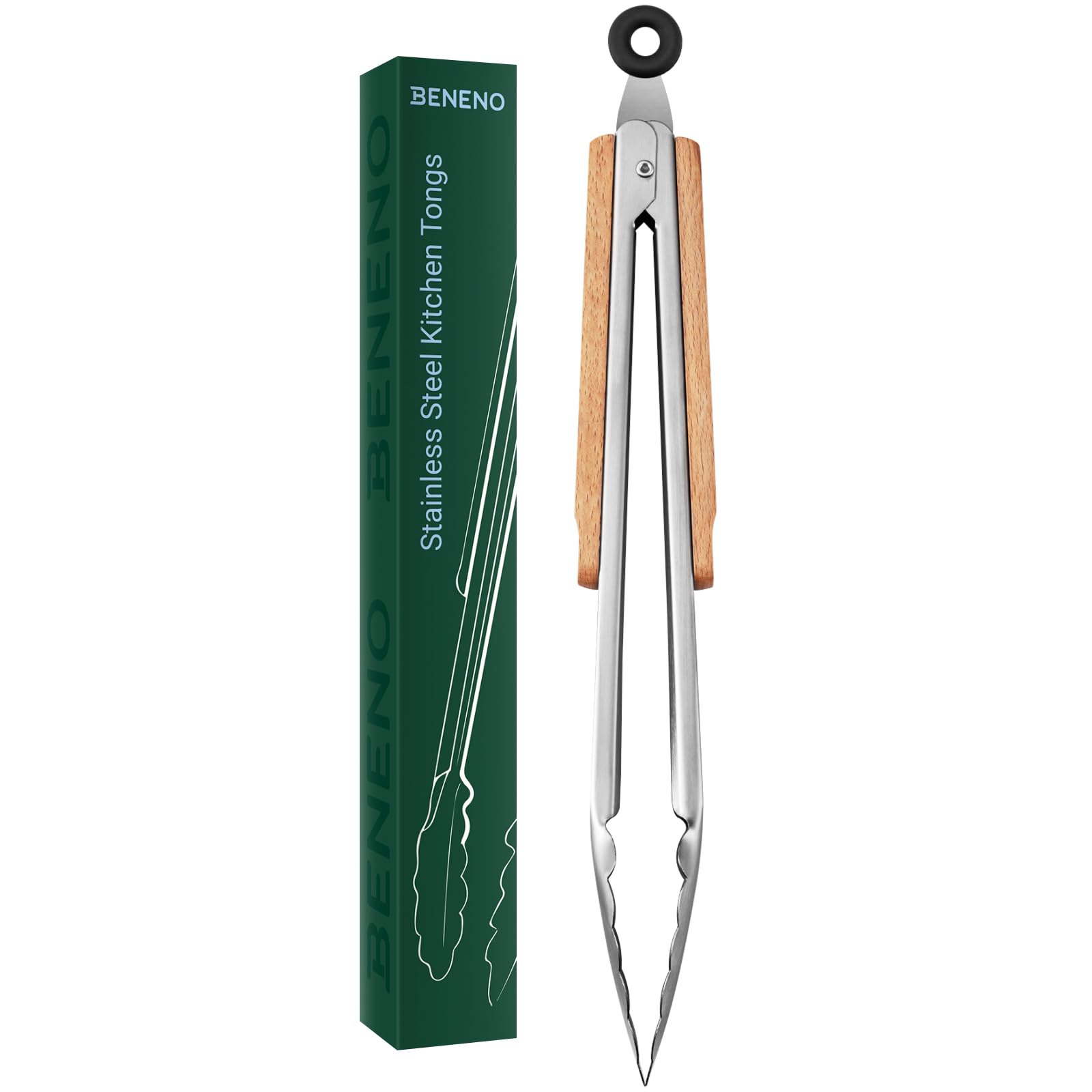 Beneno 12-inch tongs in stainless steel for versatile kitchen and grill use