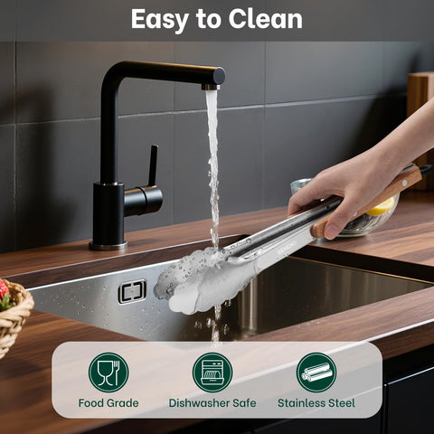Beneno 12-inch tongs versatile for kitchen prep and outdoor grilling