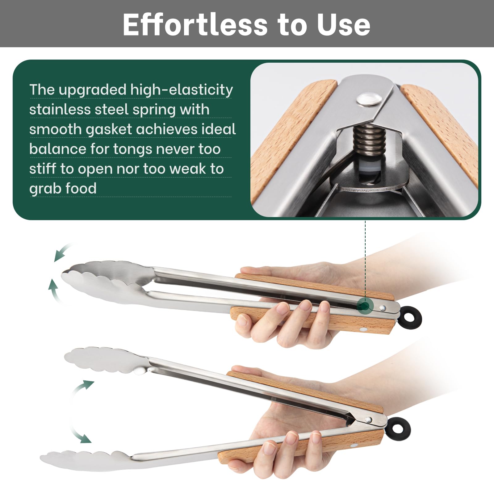 Beneno tongs hang for quick access with built-in storage hole