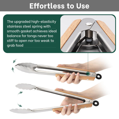 Beneno tongs hang for quick access with built-in storage hole