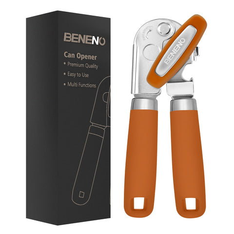 Beneno heavy-duty can opener with magnetic base safely handling lid removal