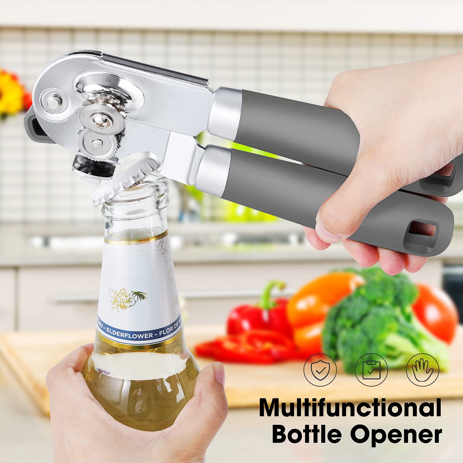Beneno heavy-duty can opener safety-edge design reduces risk of cuts