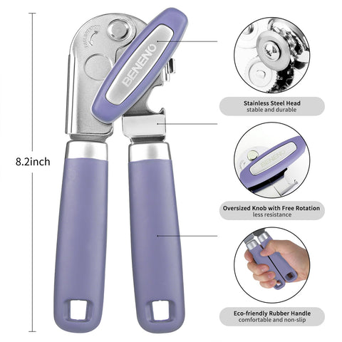 Beneno can opener with soft grip handle for comfortable, non-slip use.