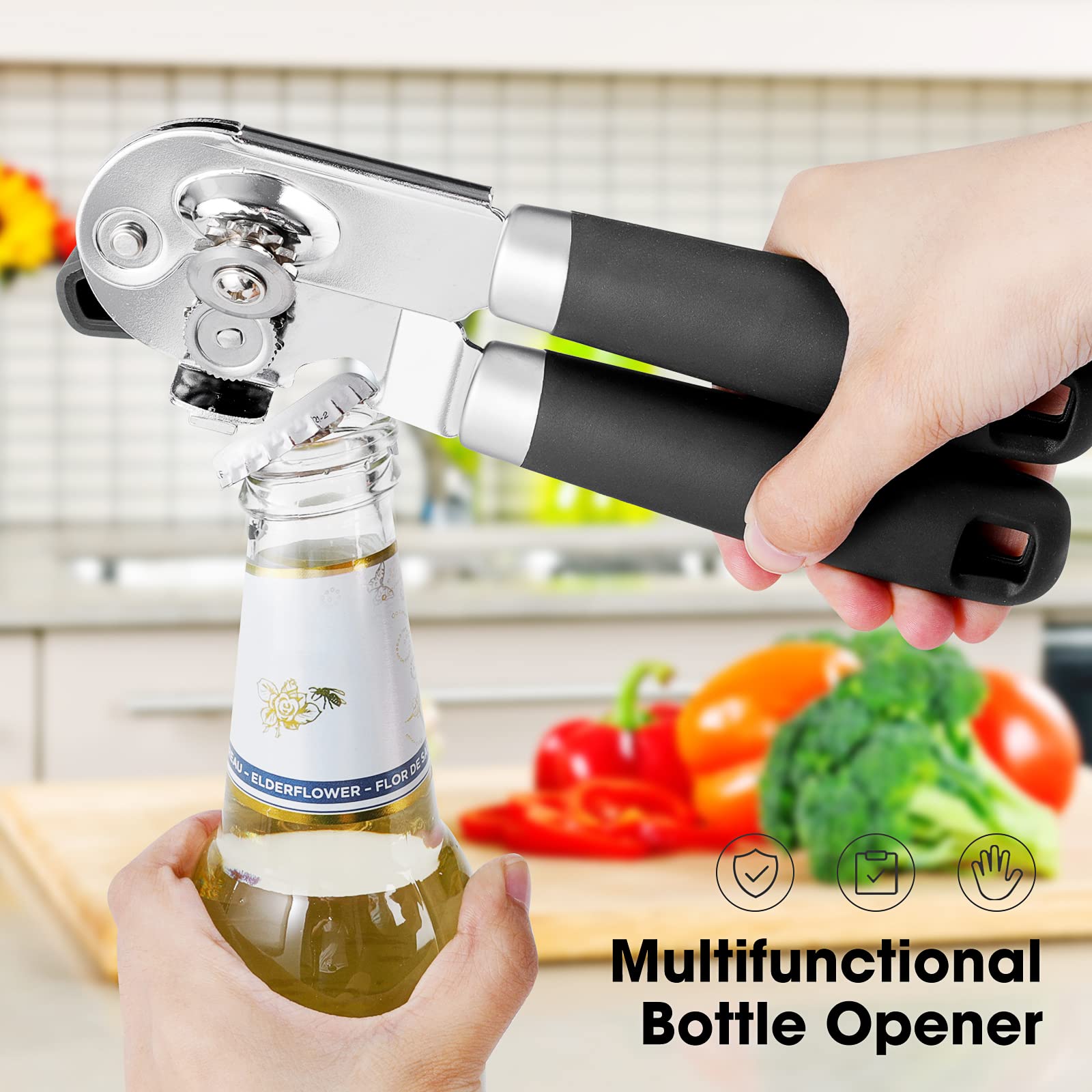 Beneno integrated bottle opener for quick beverage access