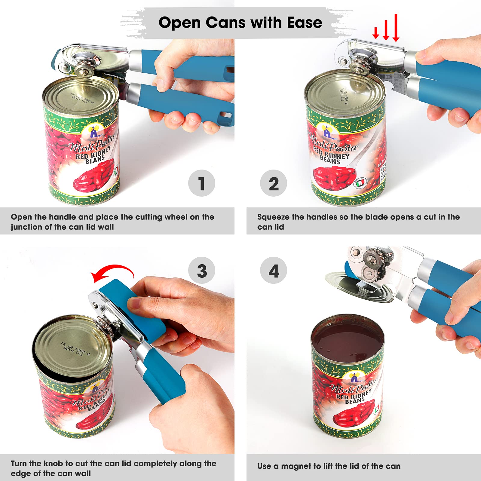 Beneno magnet lifts lid safely to avoid sharp edges.