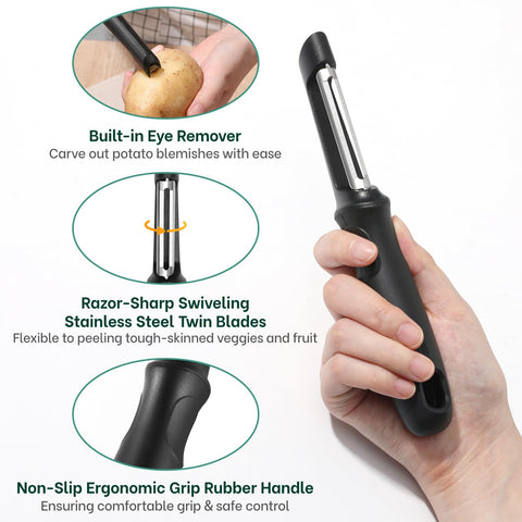 Beneno Swivel Peeler contour peeling highlights smooth navigation around curves
