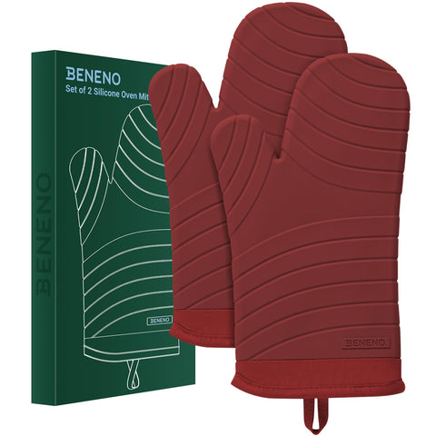 Beneno versatile mitts red work as pot holders for stovetop tasks.