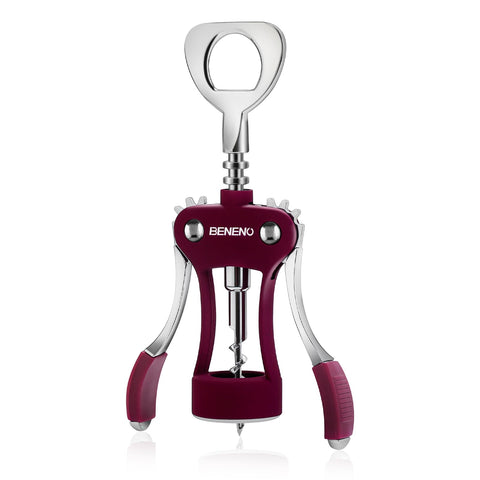 Beneno wine opener purple finish adds vibrant kitchen decor
