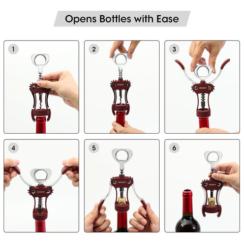 Beneno wine opener sharp screw minimizes cork crumbling during removal