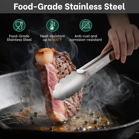 Beneno wooden grip handle provides comfortable heat insulation during cooking