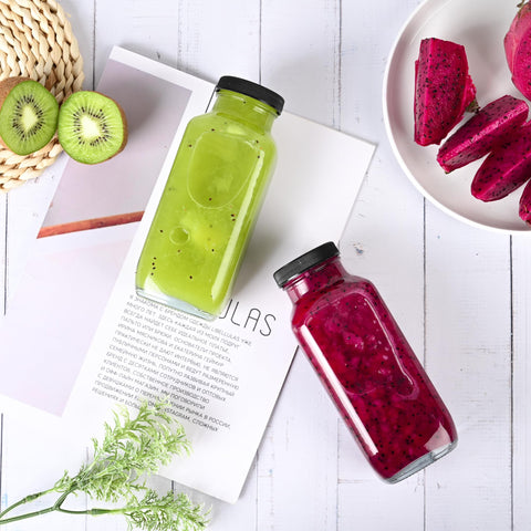 Benestanti durable glass bottles for juice, milk, or kombucha