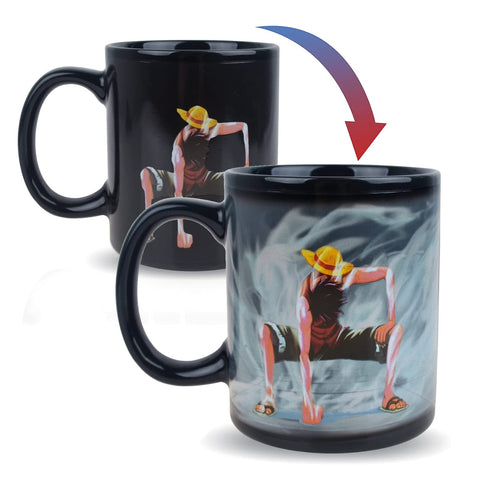 BeneU Luffy mug front view shows color-changing design for hot beverages.