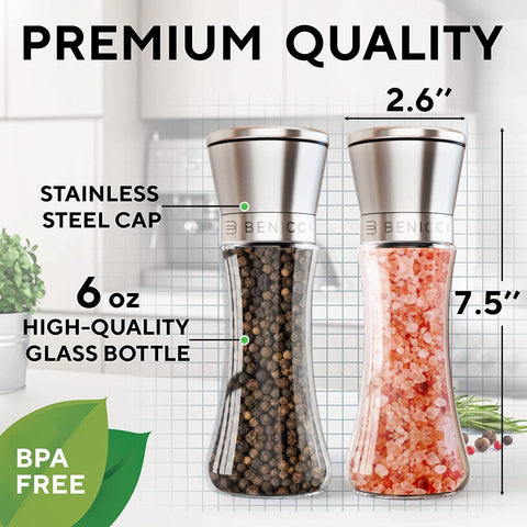Benicci grinders with 5-level adjustment for coarse or fine grinding.