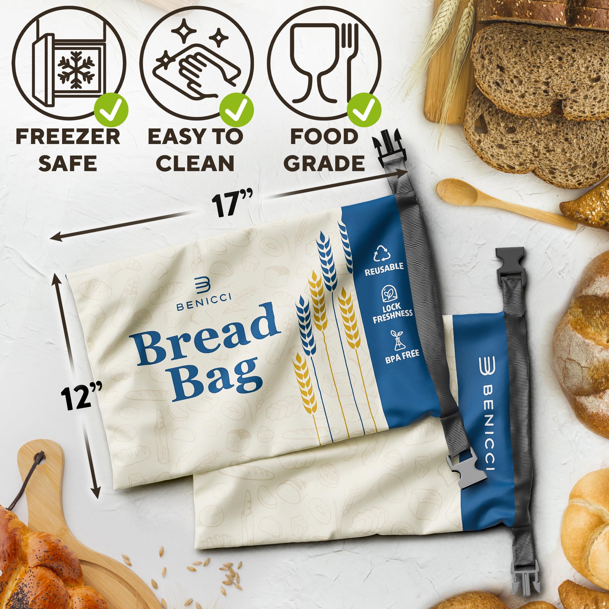 Benicci bread bags are freezer-safe for long-term loaf storage