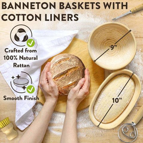 Benicci cotton liners fit baskets for clean, non-stick proofing