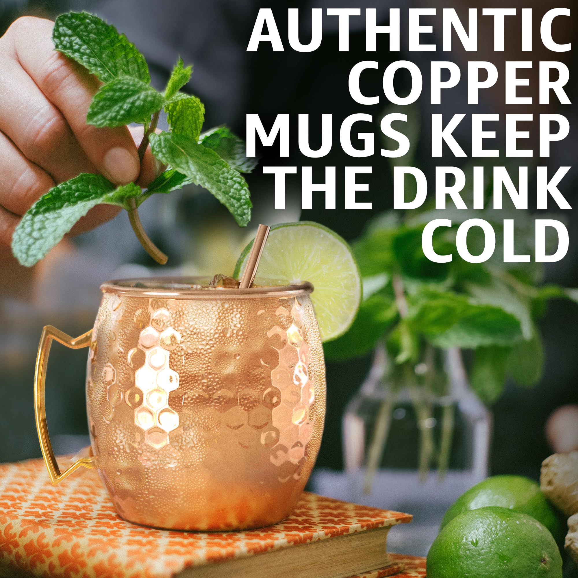 Benicci Moscow Mule mugs with a polished finish for a classy, retro vibe.