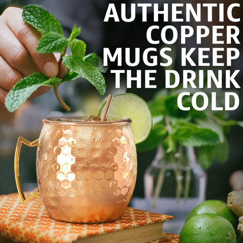 Benicci Moscow Mule mugs with a polished finish for a classy, retro vibe.