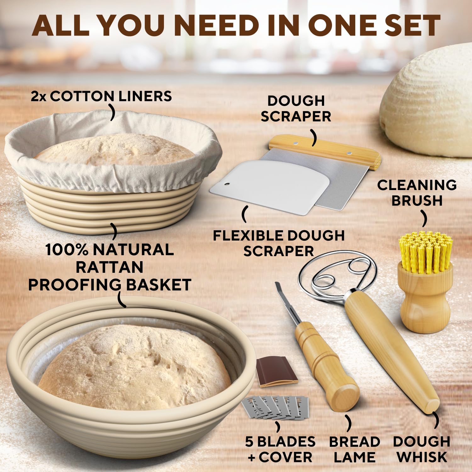Benicci oval 10-inch banneton for uniform dough shaping and lifting